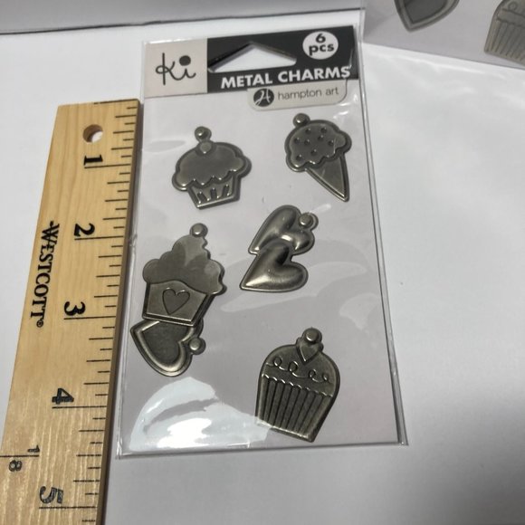 Metal Charms Paper Crafts Card Making Scrapbook Heart Cupcake Ice Cream Cone - Picture 8 of 12